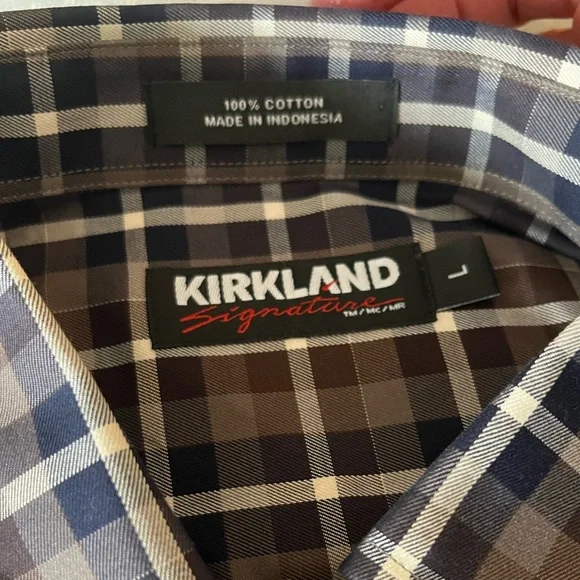 Costco Kirkland Men's Plaid Shirt - Brown and Blue NWT large - Picture 3 of 3